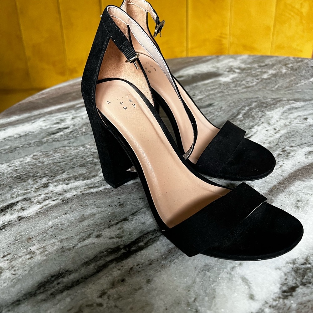 Black Faux Suede Heel